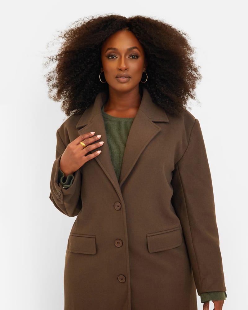 Dolce Wool Blend Double Breasted Coat Brown Brown